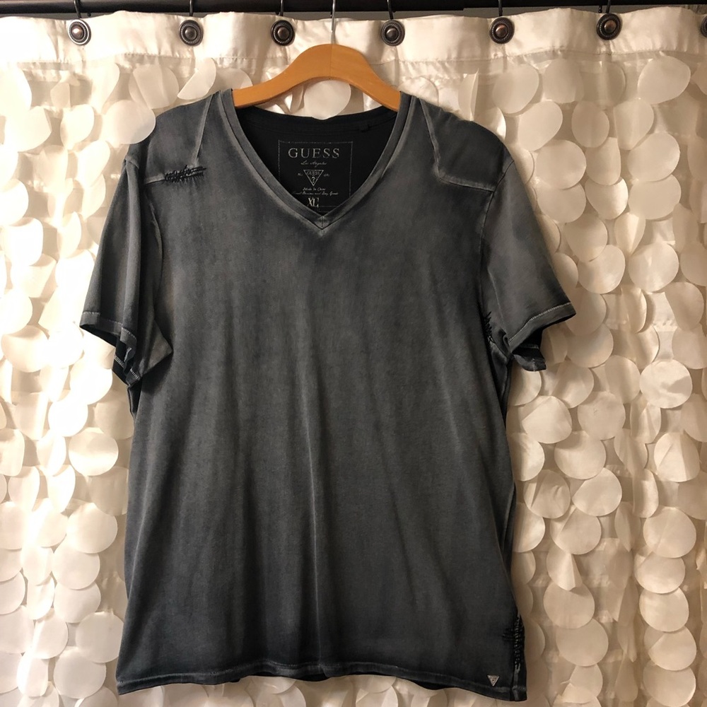Gray V-neck tee